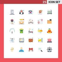 Mobile Interface Flat Color Set of 25 Pictograms of music hobby service fly wedding Editable Vector Design Elements