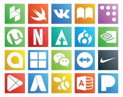 20 Social Media Icon Pack Including apps nike drupal teamviewer wechat vector