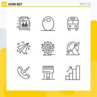 9 Thematic Vector Outlines and Editable Symbols of data paper auto plane transport Editable Vector Design Elements