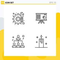 Set of 4 Commercial Filledline Flat Colors pack for gear report presentation chart network Editable Vector Design Elements