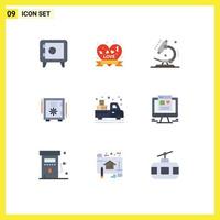 Modern Set of 9 Flat Colors and symbols such as truck safe box laboratory safe box Editable Vector Design Elements