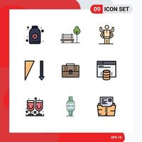 9 User Interface Filledline Flat Color Pack of modern Signs and Symbols of case bag ability sorting descending Editable Vector Design Elements