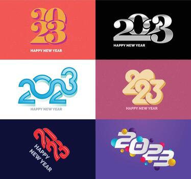 Big Set of 2023 Happy New Year logo text design 2023 number design template vector