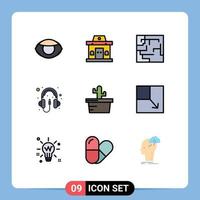 Universal Icon Symbols Group of 9 Modern Filledline Flat Colors of summer cactus labyrinth headphone computer Editable Vector Design Elements