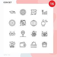 Set of 16 Modern UI Icons Symbols Signs for badge food cupboard donut signal Editable Vector Design Elements