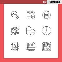 Pack of 9 creative Outlines of tablets process photo creative online Editable Vector Design Elements