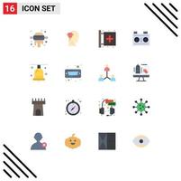 Mobile Interface Flat Color Set of 16 Pictograms of celebration photography disease photo camera Editable Pack of Creative Vector Design Elements