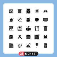 25 User Interface Solid Glyph Pack of modern Signs and Symbols of target customer money business reward Editable Vector Design Elements