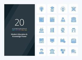 20 Modern Education And Knowledge Power Blue Color icon for presentation vector