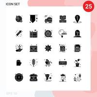 Mobile Interface Solid Glyph Set of 25 Pictograms of place help city facebook keyboard Editable Vector Design Elements