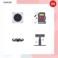 Pictogram Set of 4 Simple Flat Icons of design men descriptive statistics hipster cosmetic Editable Vector Design Elements