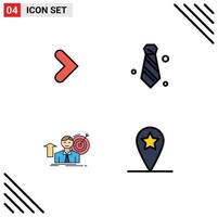 4 iconos creativos signos y símbolos modernos de la corbata de dirección del usuario de flecha logran elementos de diseño vectorial editables vector