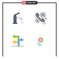 4 User Interface Flat Icon Pack of modern Signs and Symbols of bath call faucet faq direction Editable Vector Design Elements