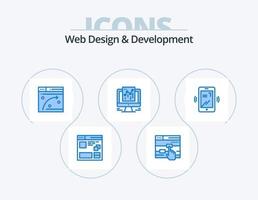 diseño y desarrollo web paquete de iconos azules 5 diseño de iconos. móvil. Google. web. datos. alojamiento vector