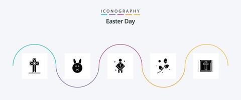 Easter Glyph 5 Icon Pack Including easter. holiday. church. easter. plent vector