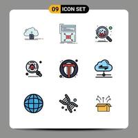 Stock Vector Icon Pack of 9 Line Signs and Symbols for search find web bug discover Editable Vector Design Elements