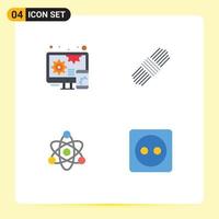 User Interface Pack of 4 Basic Flat Icons of adaptive plug board rope atom energy Editable Vector Design Elements