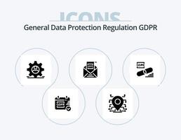 gdpr glyph icon pack 5 diseño de iconos. europeo comisión . seguridad. seguridad vector