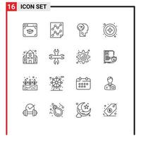 Set of 16 Vector Outlines on Grid for school plus report interface human Editable Vector Design Elements