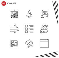 Pictogram Set of 9 Simple Outlines of weather blow startup air carnival Editable Vector Design Elements