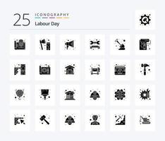 Labour Day 25 Solid Glyph icon pack including day. tool. tool. repair. speaker vector