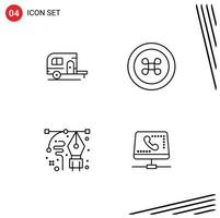 4 User Interface Line Pack of modern Signs and Symbols of caravan drawing travel grenadine pencil Editable Vector Design Elements