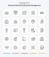 Creative Business Elements And Business Managment 25 OutLine icon pack  Such As management. business. schedule. information. database vector