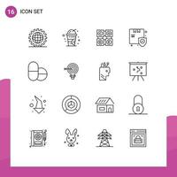 Modern Set of 16 Outlines and symbols such as tablets security code box shop Editable Vector Design Elements