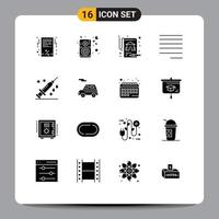 Pack of 16 creative Solid Glyphs of vaccine medical insurance healthcare left Editable Vector Design Elements