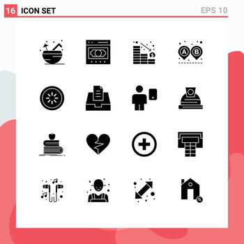 Mobile Interface Solid Glyph Set of 16 Pictograms of buffer route online road down Editable Vector Design Elements