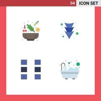 4 User Interface Flat Icon Pack of modern Signs and Symbols of cucumber wireframe arrow layout bathtub Editable Vector Design Elements