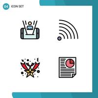 4 Creative Icons Modern Signs and Symbols of mobile star technology rss document Editable Vector Design Elements