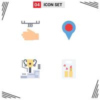 Modern Set of 4 Flat Icons Pictograph of bath award dryer map winner Editable Vector Design Elements