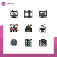 Modern Set of 9 Filledline Flat Colors Pictograph of gondola business monitor building transportation Editable Vector Design Elements