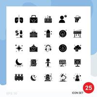 paquete de iconos de vector de stock de 25 signos y símbolos de línea para elementos de diseño de vector editables de perfil de realidad de reproductor de medios de auriculares domésticos