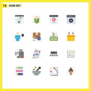 Mobile Interface Flat Color Set of 16 Pictograms of energy avatar interface mac app Editable Pack of Creative Vector Design Elements