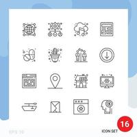 16 Creative Icons Modern Signs and Symbols of medical ui user basic sound Editable Vector Design Elements