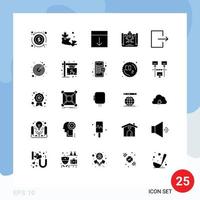 Universal Icon Symbols Group of 25 Modern Solid Glyphs of send arrow grid rocket achievement Editable Vector Design Elements