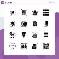 Universal Icon Symbols Group of 16 Modern Solid Glyphs of seo image interaction frame medicine Editable Vector Design Elements