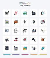 Creative User Interface 25 Line FIlled icon pack  Such As watch. timer. gps. clock. camera vector