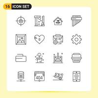 16 iconos creativos signos y símbolos modernos de llave de instrumento de construcción de pan fotográfico elementos de diseño vectorial editables vector