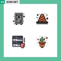 Universal Icon Symbols Group of 4 Modern Filledline Flat Colors of locker gdpr garden cone protection Editable Vector Design Elements