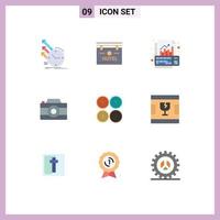 Universal Icon Symbols Group of 9 Modern Flat Colors of photo image location camera growth Editable Vector Design Elements