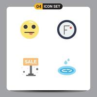 Set of 4 Modern UI Icons Symbols Signs for emojis advertise climate temperature sign Editable Vector Design Elements