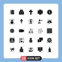 Pictogram Set of 25 Simple Solid Glyphs of residential flats city building costume building tombstone Editable Vector Design Elements