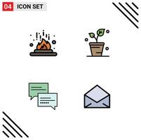 4 Filledline Flat Color concept for Websites Mobile and Apps chemical chat laboratory ecology message Editable Vector Design Elements