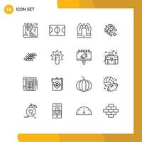 Set of 16 Modern UI Icons Symbols Signs for block repair motivation bricks chinese Editable Vector Design Elements