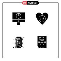 Set of 4 Modern UI Icons Symbols Signs for computer like money environment electronic Editable Vector Design Elements