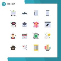 16 Flat Color concept for Websites Mobile and Apps chat smartphone file phone device Editable Pack of Creative Vector Design Elements