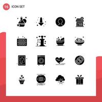 Pack of 16 Modern Solid Glyphs Signs and Symbols for Web Print Media such as pump school profile painting dollar Editable Vector Design Elements